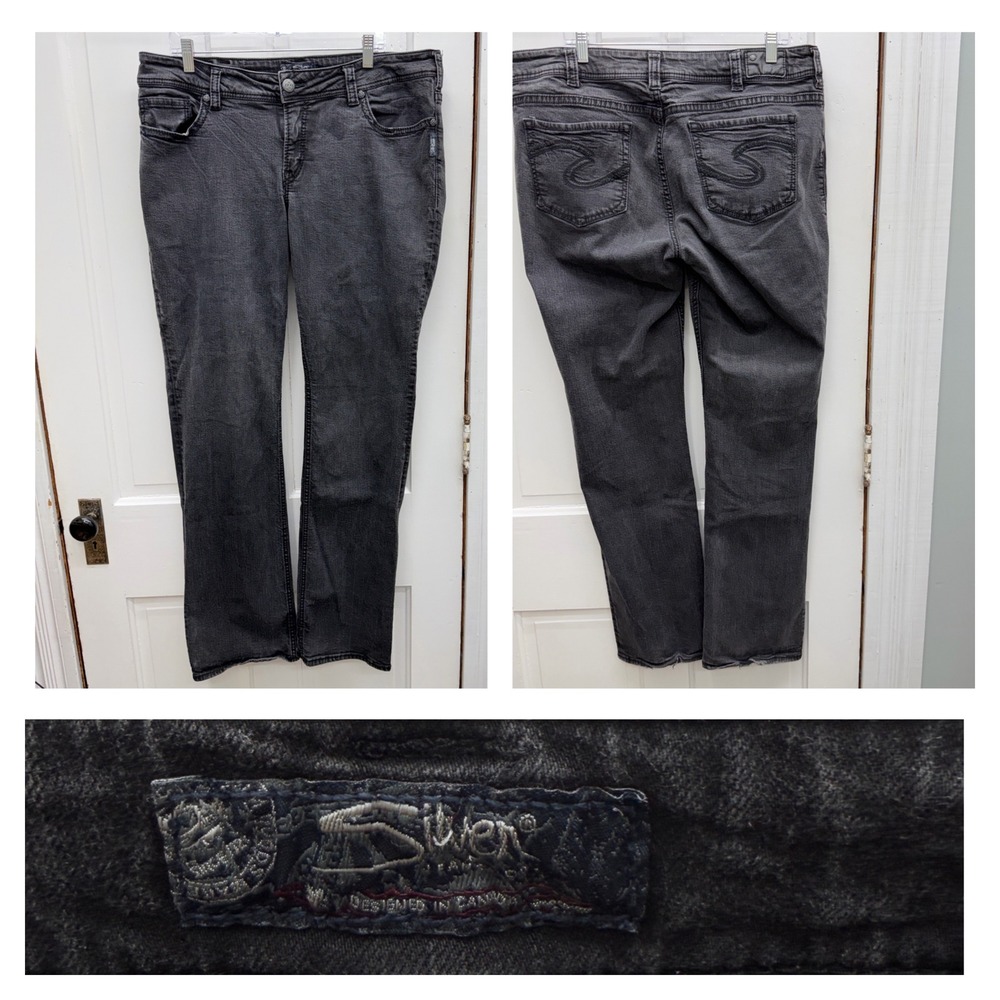 Silver Suki Mid Slim Bootcut Jeans Black Classic Stretch 20 x 35 Long Tall Denim